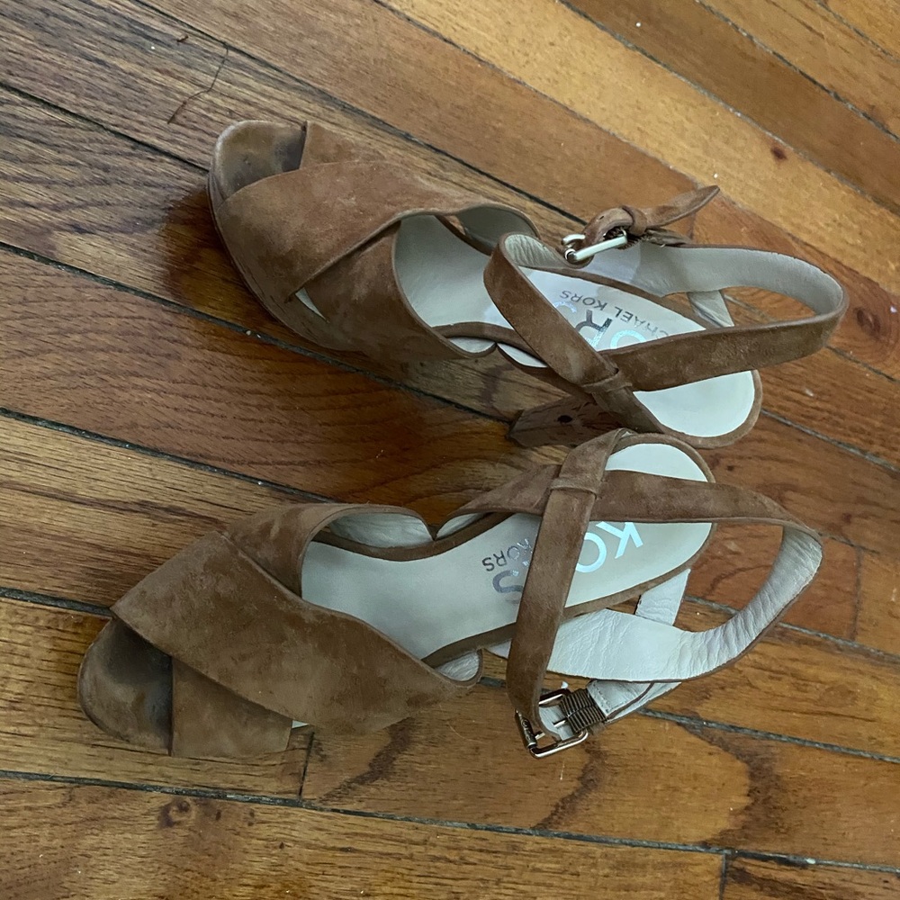 Michael Kors Suede and Cork Platform Sandals